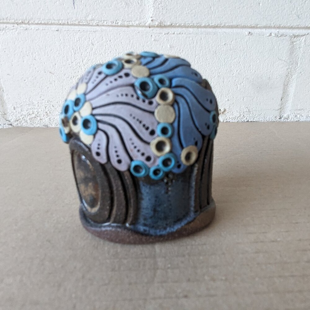 Coral Trinket Box Pottery Textured Lift Off Lid Small Trinket Box Signed